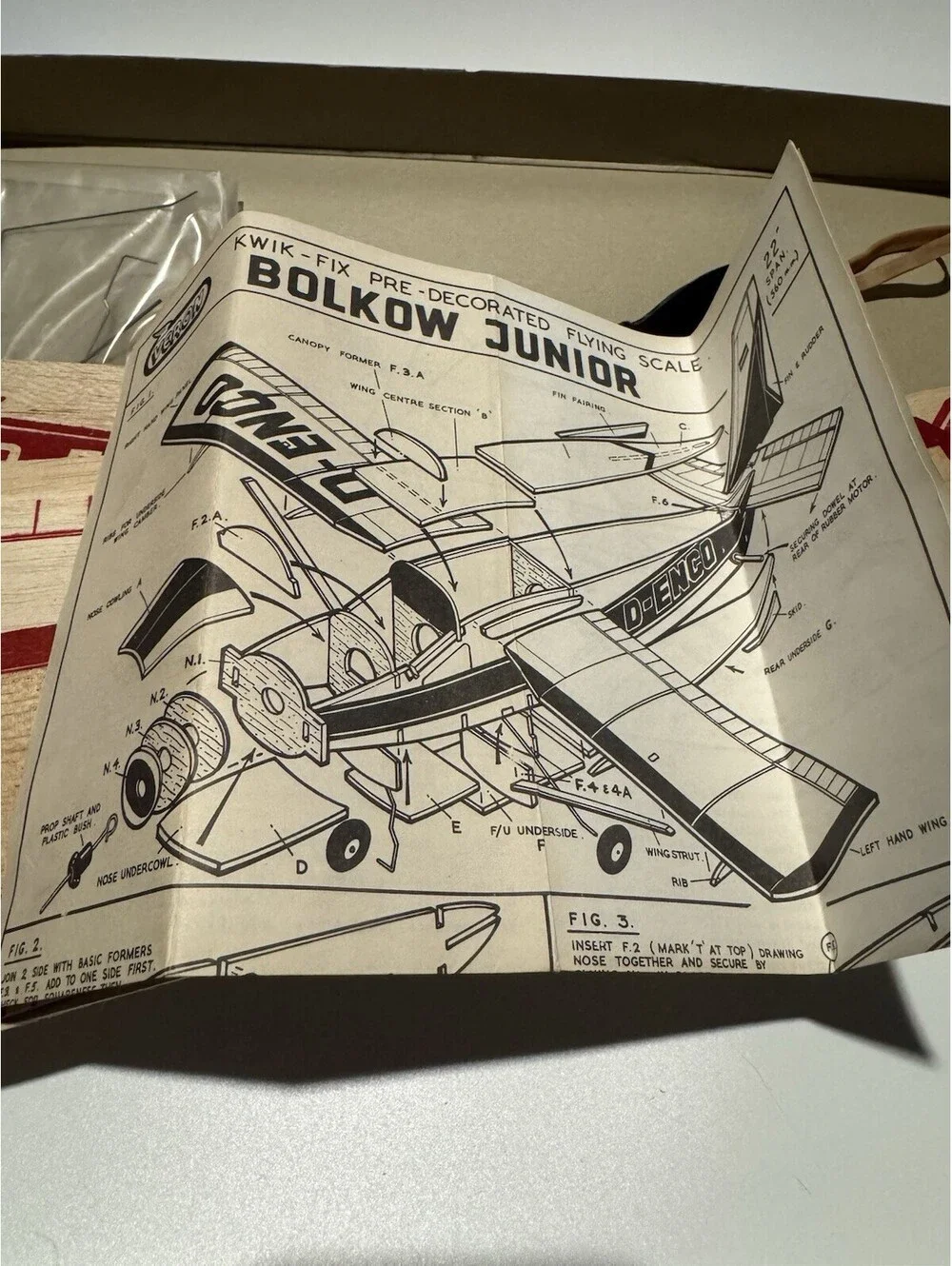 Veron Bolkow Jr Kwik-Fix Flying Scale Model Kit Balsa Wood Keil Kraft England